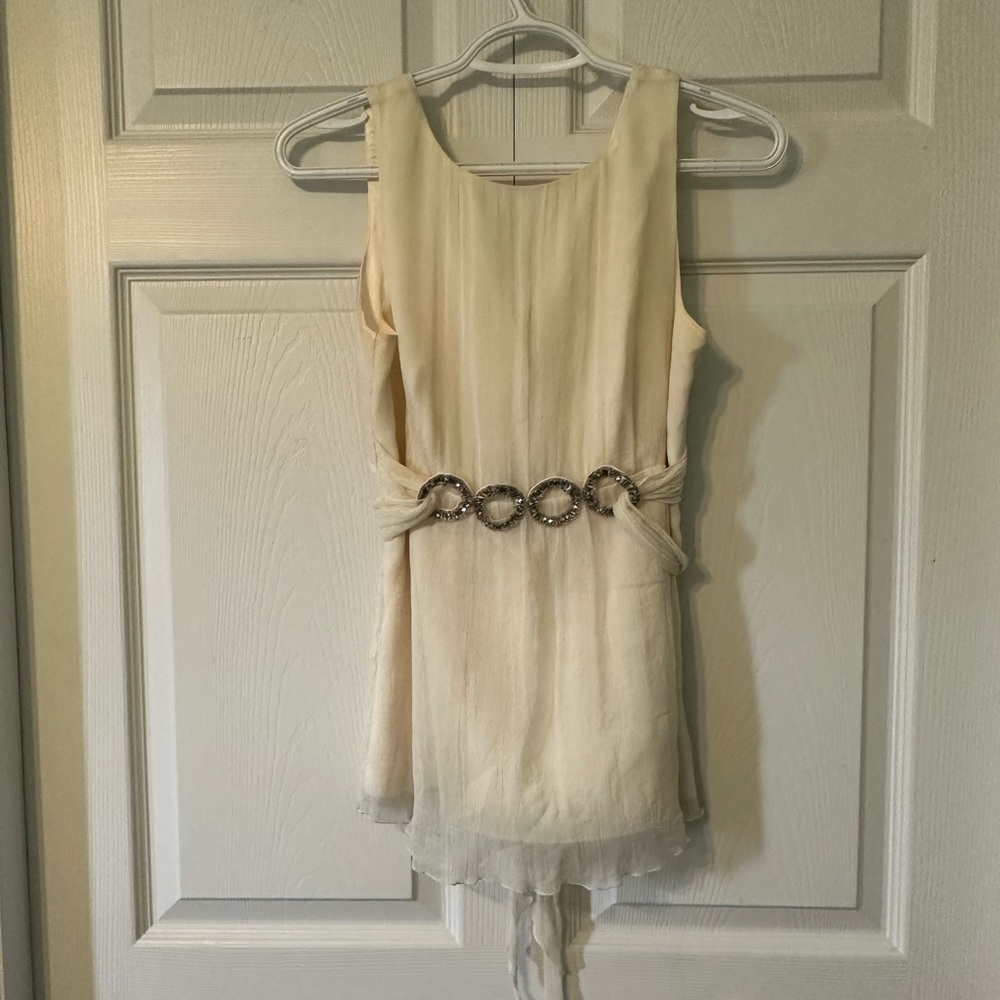 100% silk cream blouse
